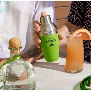 Patron Tequila Individual Cocktail Stainless Steel Shaker  8oz in Soft Lime
